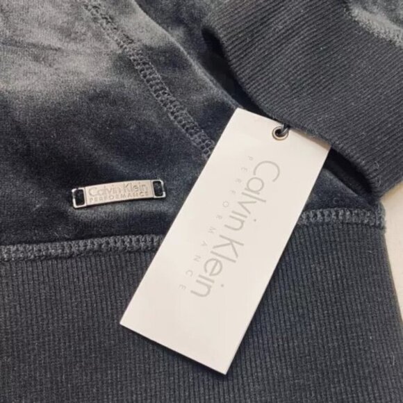 Calvin Klein Women's Full Zip 3X Black Velour Track Jacket Scuba Neck $68 MSRP - Picture 12 of 15